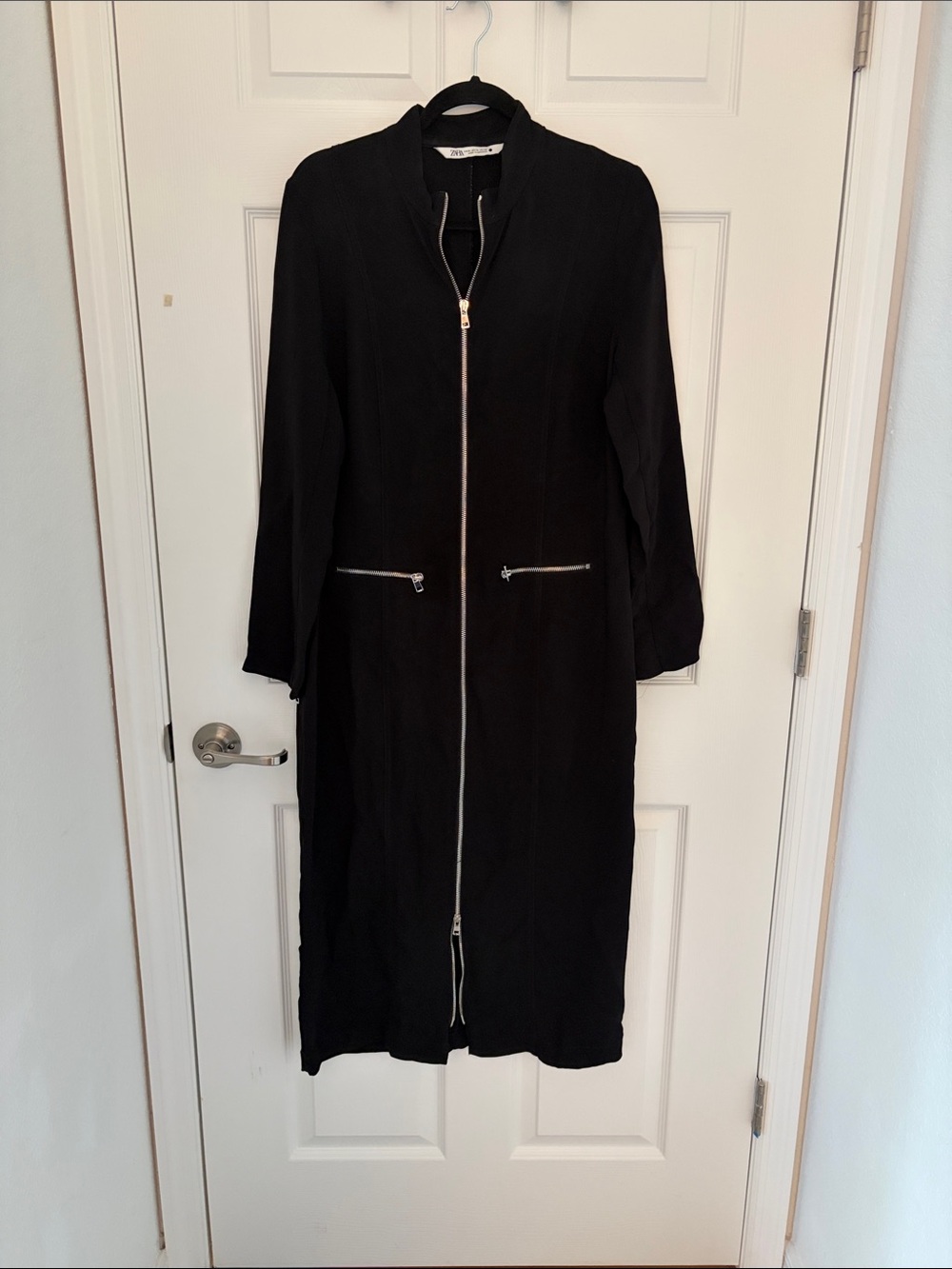 Zara Black Long Zip-Front Dress